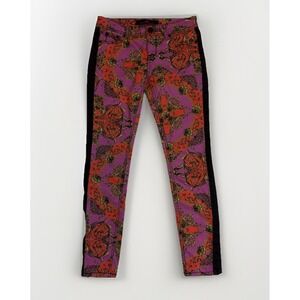 Almost Famous Baroque Style Pattern Denim Jeans Pink Womens Size 5